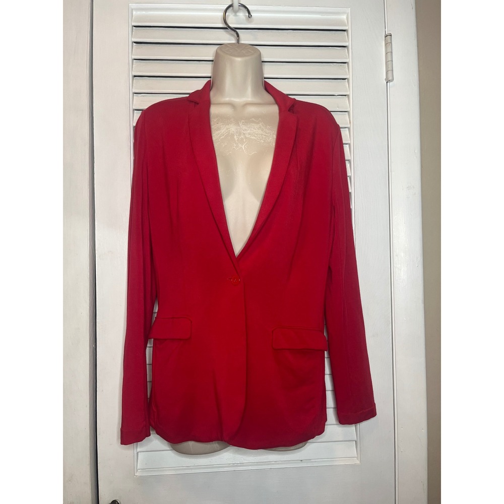 Magaschoni Red Knit Jersey Knit  Blazer  Career Office Work S